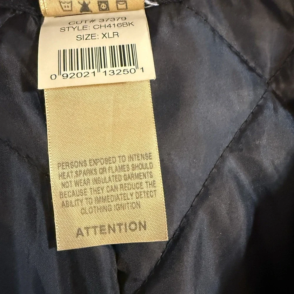 Berne Duck Canvas Work Jacket Black XLR 48–50 Quilted Lined